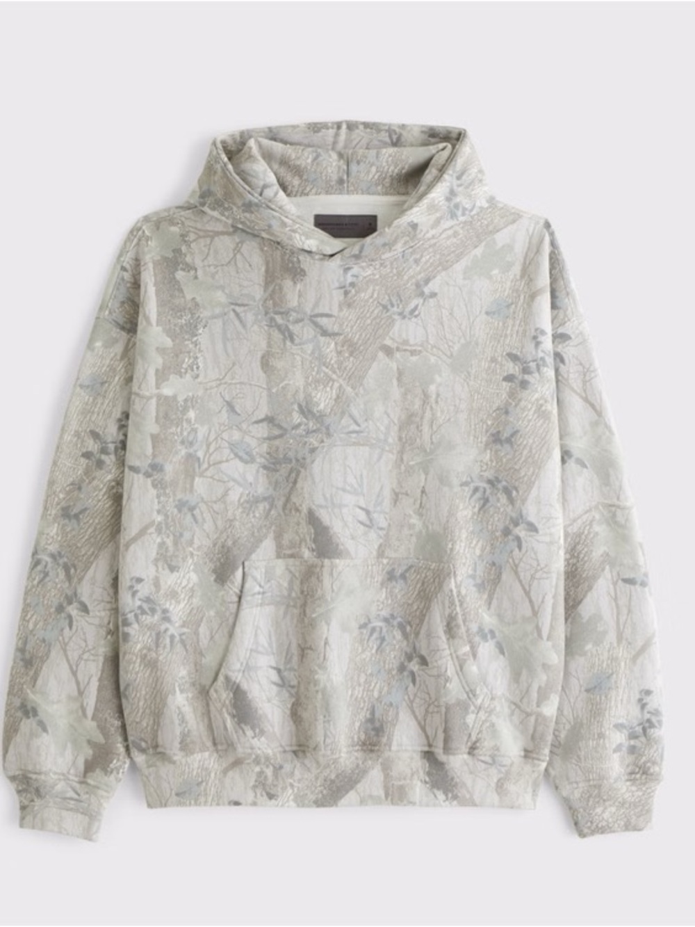 Hollister Men's Light Gray & Cream Camouflage Hoodie